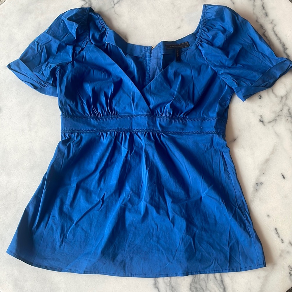 BCBGMaxAzria Blue V-Neck Top